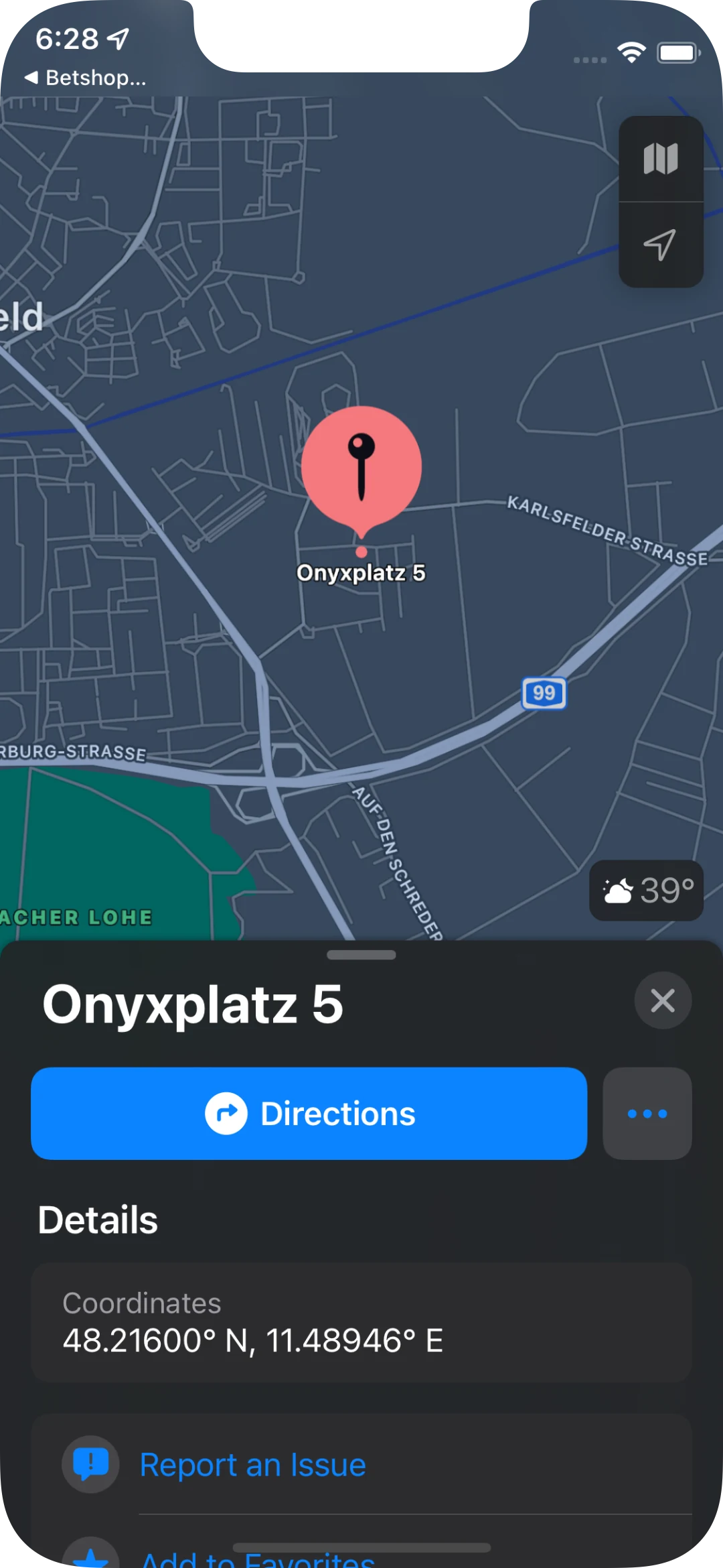 Turn-by-turn route navigation to selected betshop
