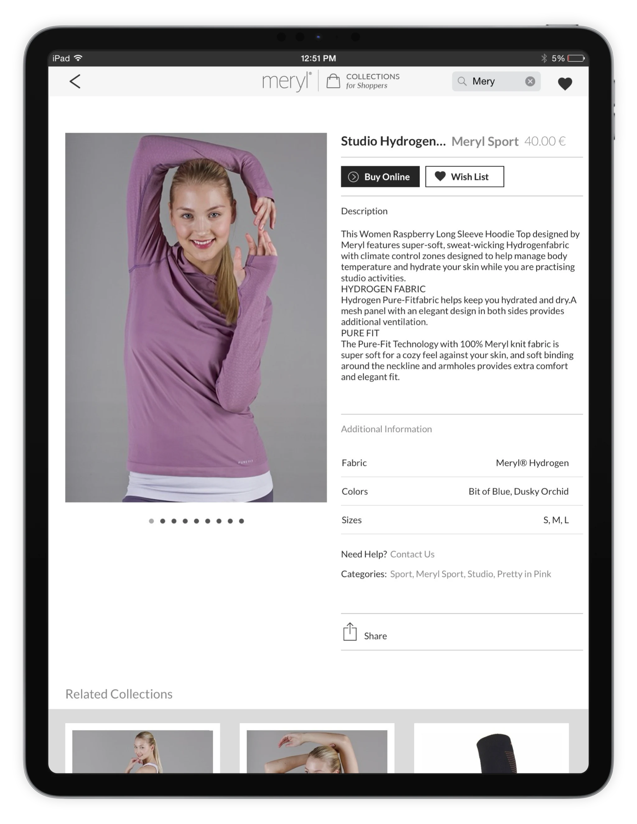 Meryl seasonal garments showcase grid